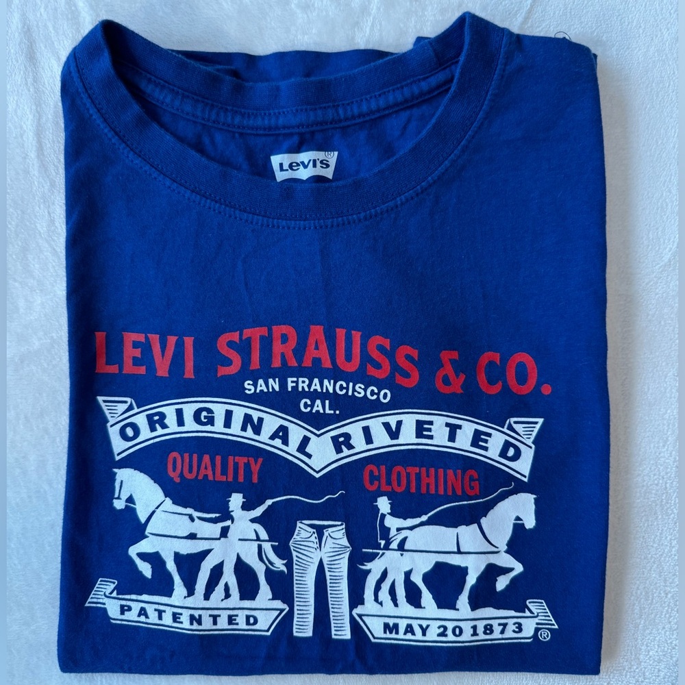 Levi's 2-Horse Graphic Short-Sleeve Cotton T-Shirt Blue Boys Size M 10-12 Yrs - Picture 6 of 8